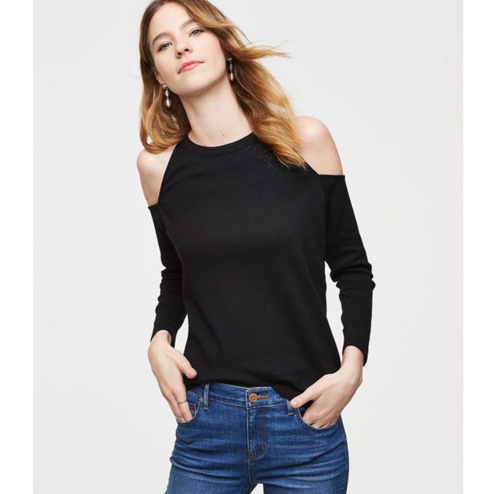 Loft cold shoulder black shirt